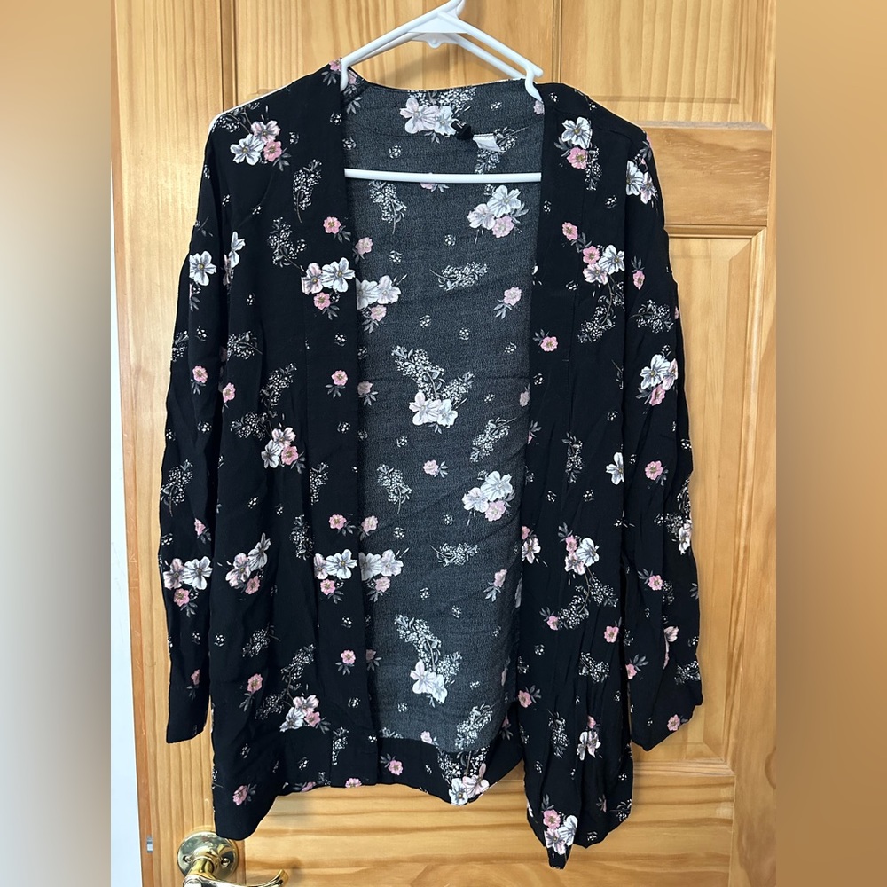 Black floral cardigan